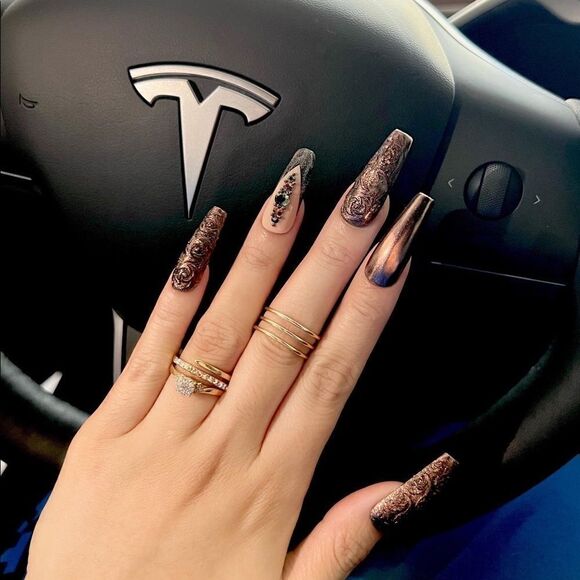 COPY - Greek Bronze Goddess Press On Nails - Picture 1 of 14